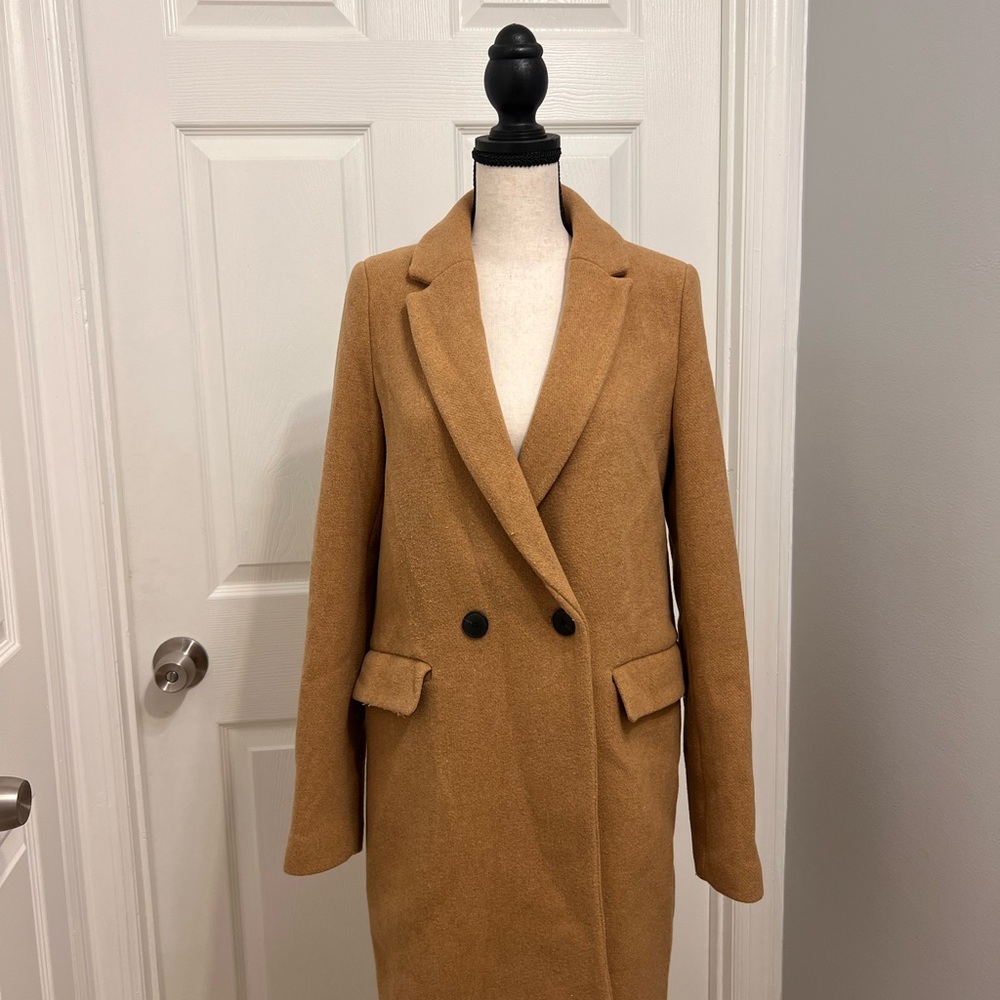 Zara Camel Double-Breasted Blazer